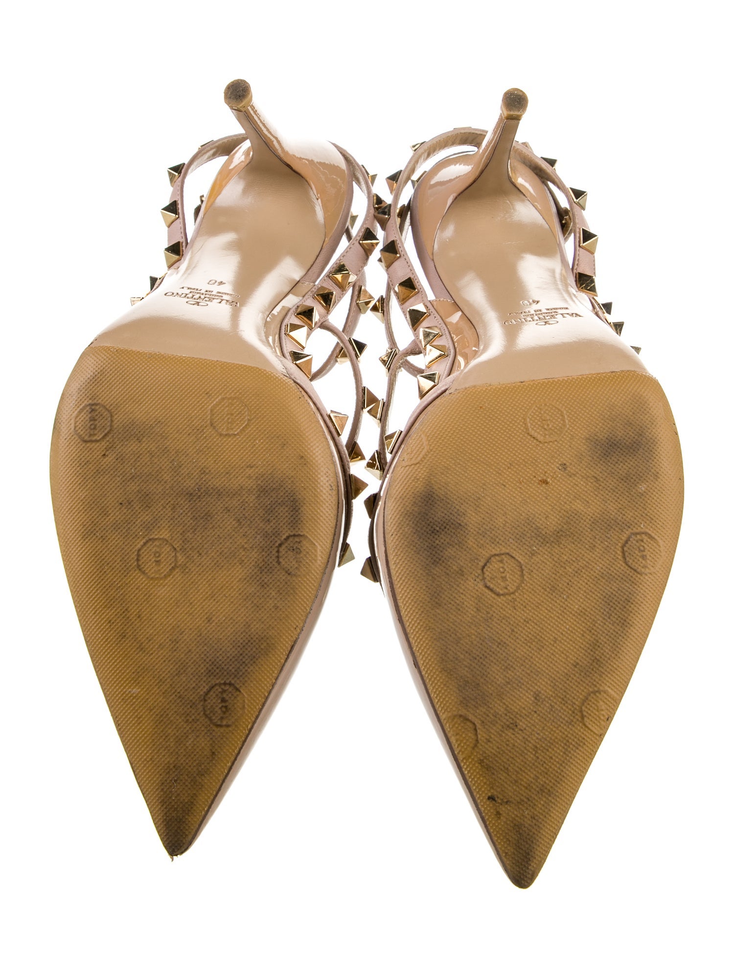 Valentino Rockstud Accents Patent Leather T-Strap Pumps